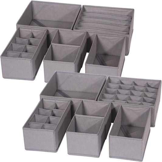 DIOMMELL 12 Pack Foldable Cloth Storage Box Closet Dresser Drawer Organizer Fabric Baskets Bins Containers Divider for Baby Clothes Underwear Bras Socks