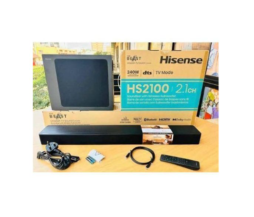 Hisense HS2100 2.1 Channel 240 W Soundbar System — Wireless Subwoofer & Multi‑Input Home Audio Solution