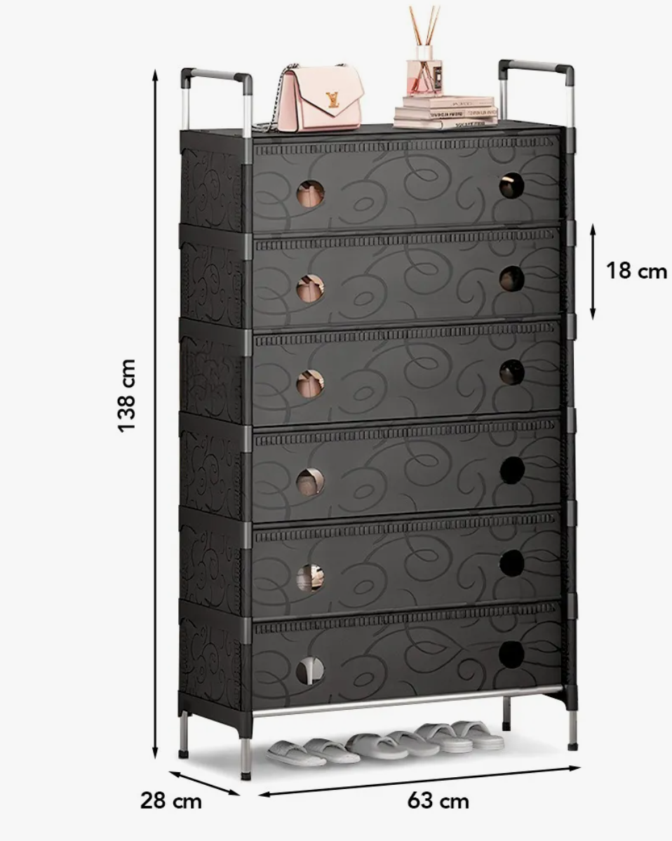 Shoe Rack Organizer 6 Tiers Dust-proof & Stainless Steel Free Standing