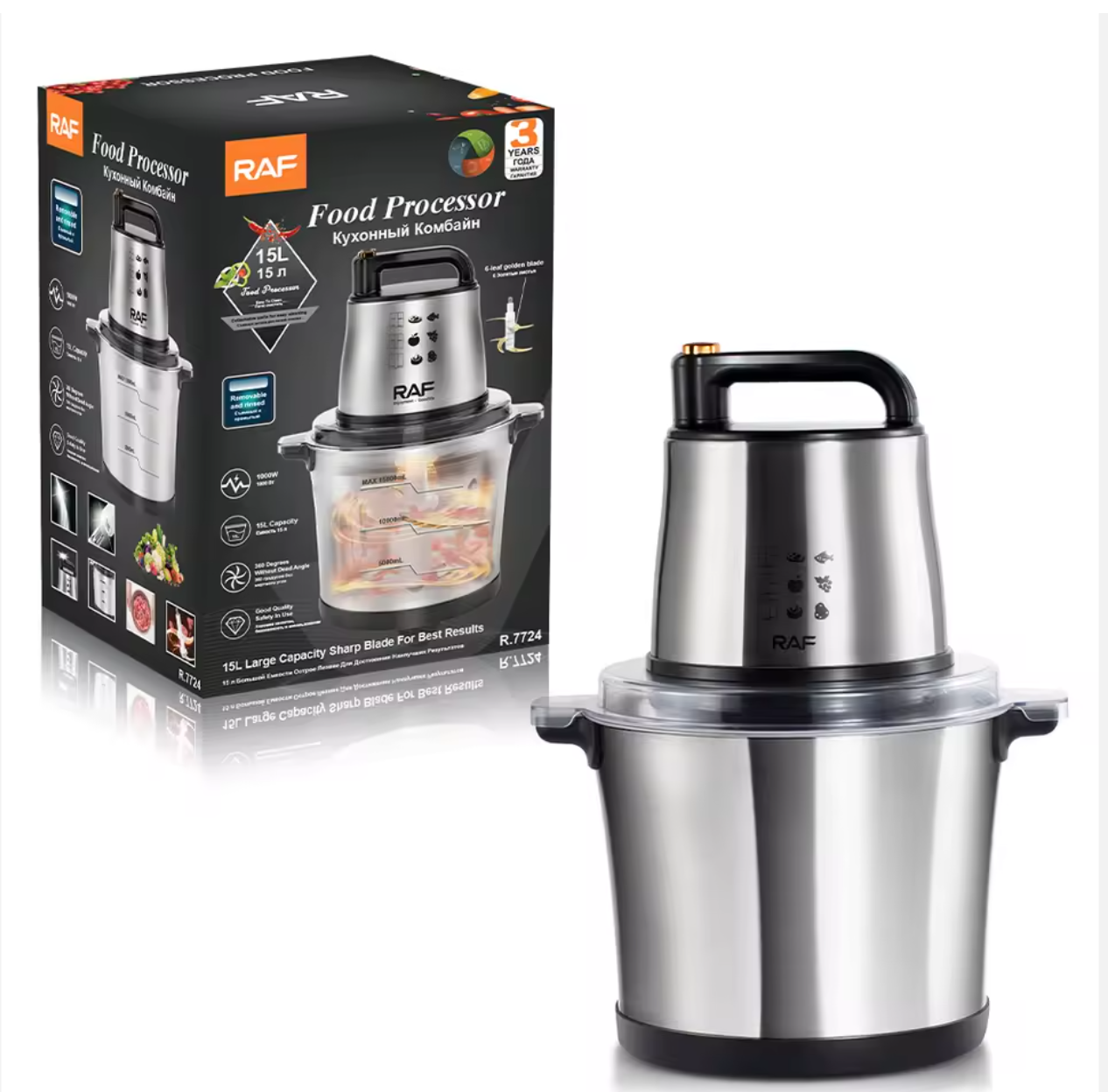 RAF R.7724 15 L Stainless Steel Food Processor