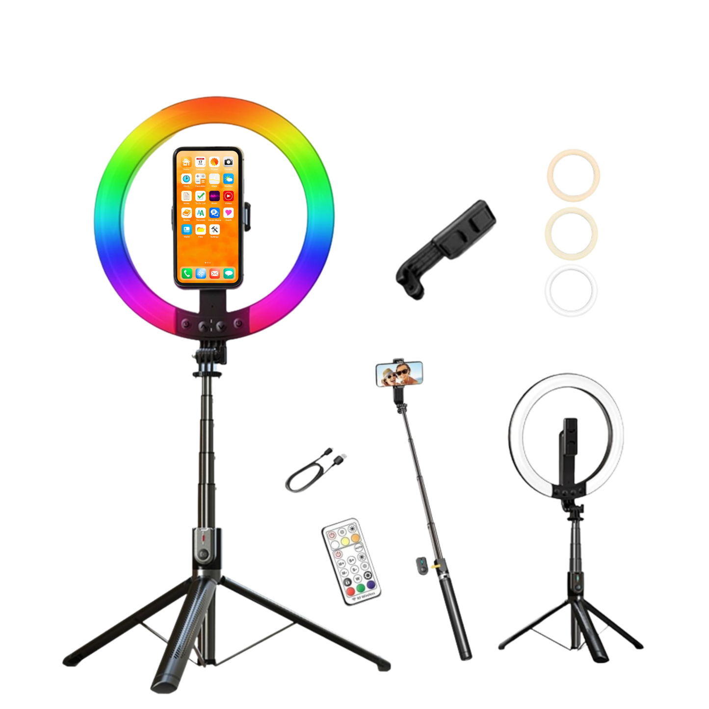 10" RGB Ring Light 1.8m 7-Section Telescopic Design Selfie Stick & Tripod 2-in-1 Function