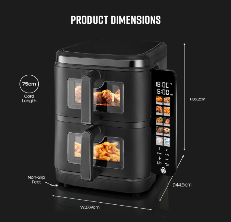 Raf air fryer 5.5L + 5.5L dual basket