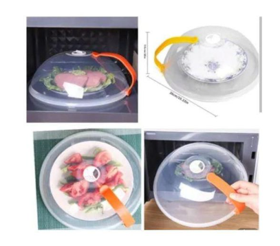 Vent microwave food cover with detachable handle