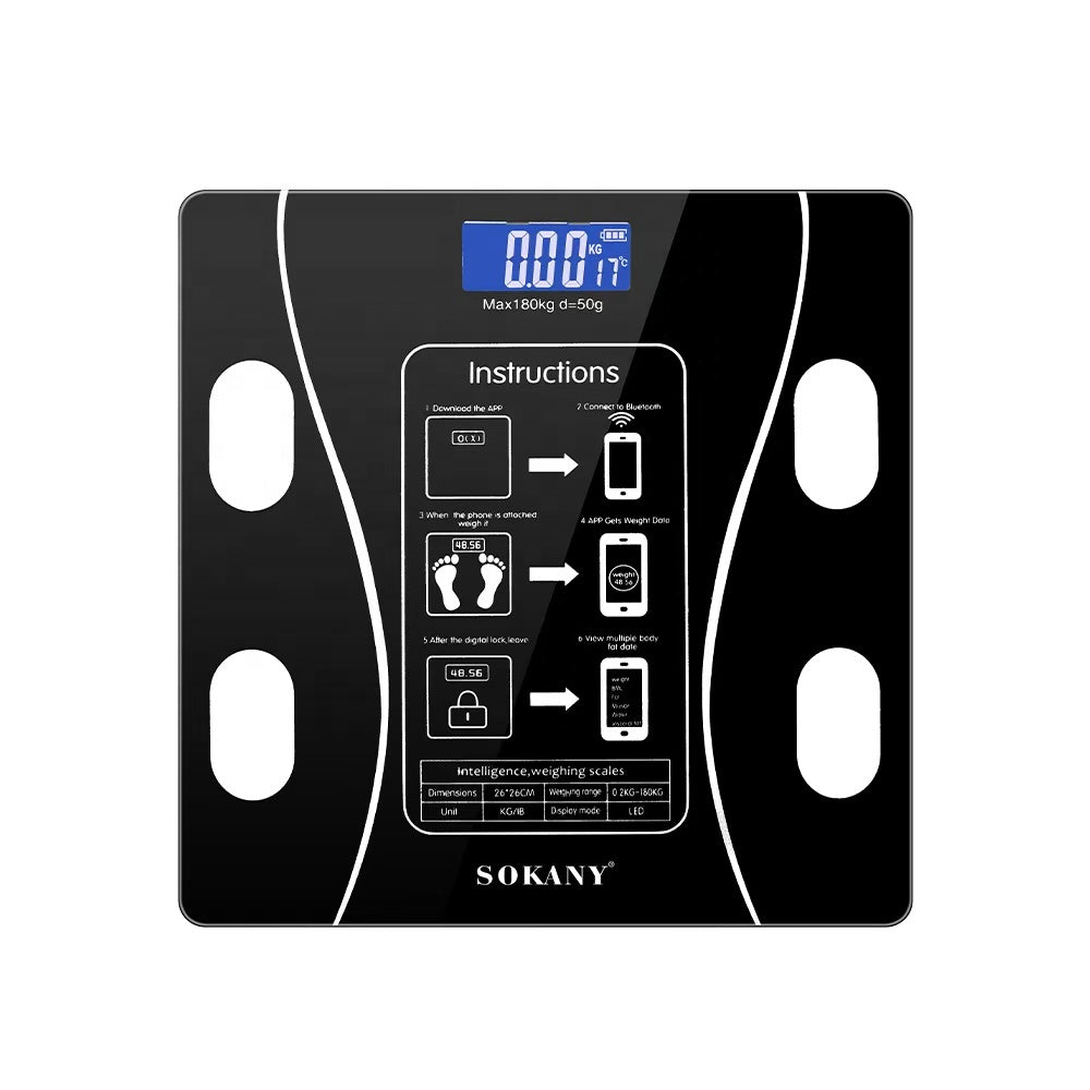 Sokany SK-19019 Smart Bluetooth Digital Body Scale Glass Platform, 180kg