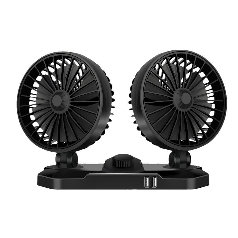 DOUBLE HEAD CAR FAN 2 SPEED 360° ROTATION 12V