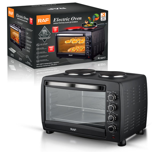 RAF R.5317 55L Electric Oven with 2 Hotplates Multifunction Countertop Cooker