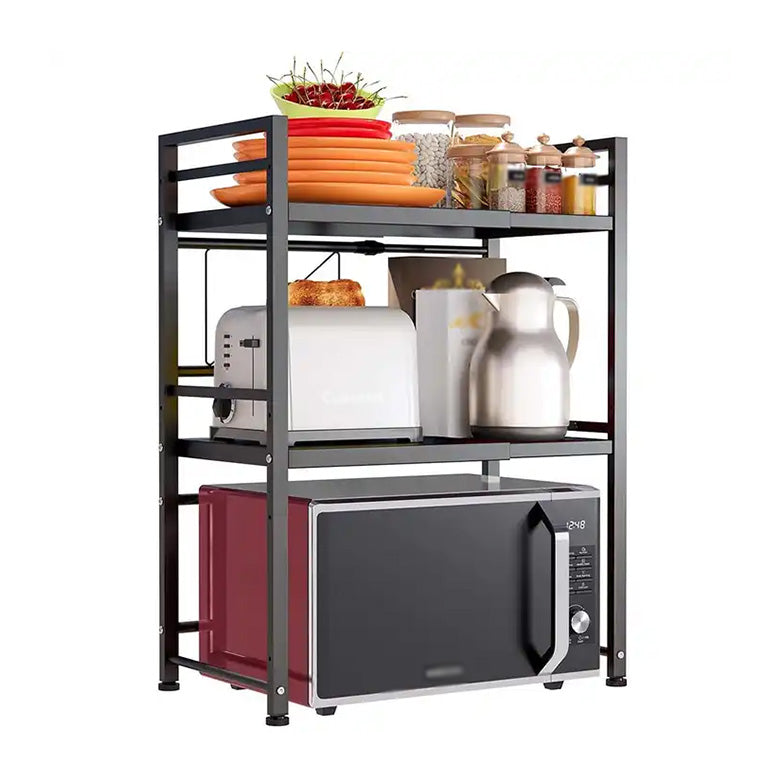 Kitchen Multifunctional Utility Shelf - Expandable 3-Tier Microwave Shelf Rack