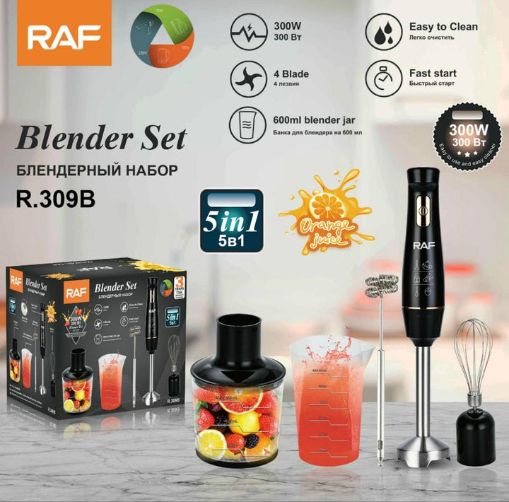 RAF R.309 High Quality Blender Set 5 in 1 Factory Direct 300W Kitchen Blender Set