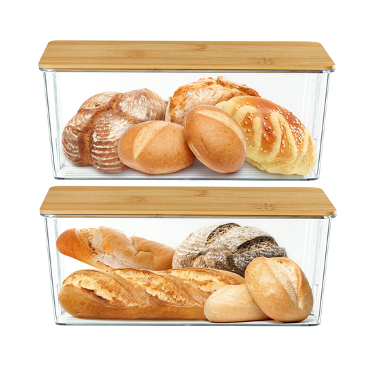 Clear Plastic Storage Box with Large Bamboo Lid