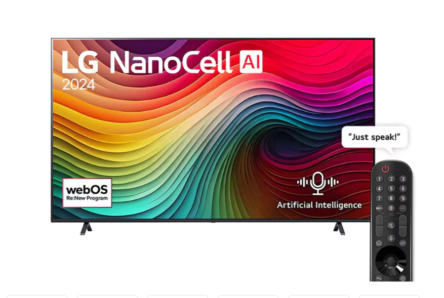 75 Inch LG NanoCell AI NANO80 4K Smart TV AI Magic remote HDR10 webOS24 - 75NANO80T6A