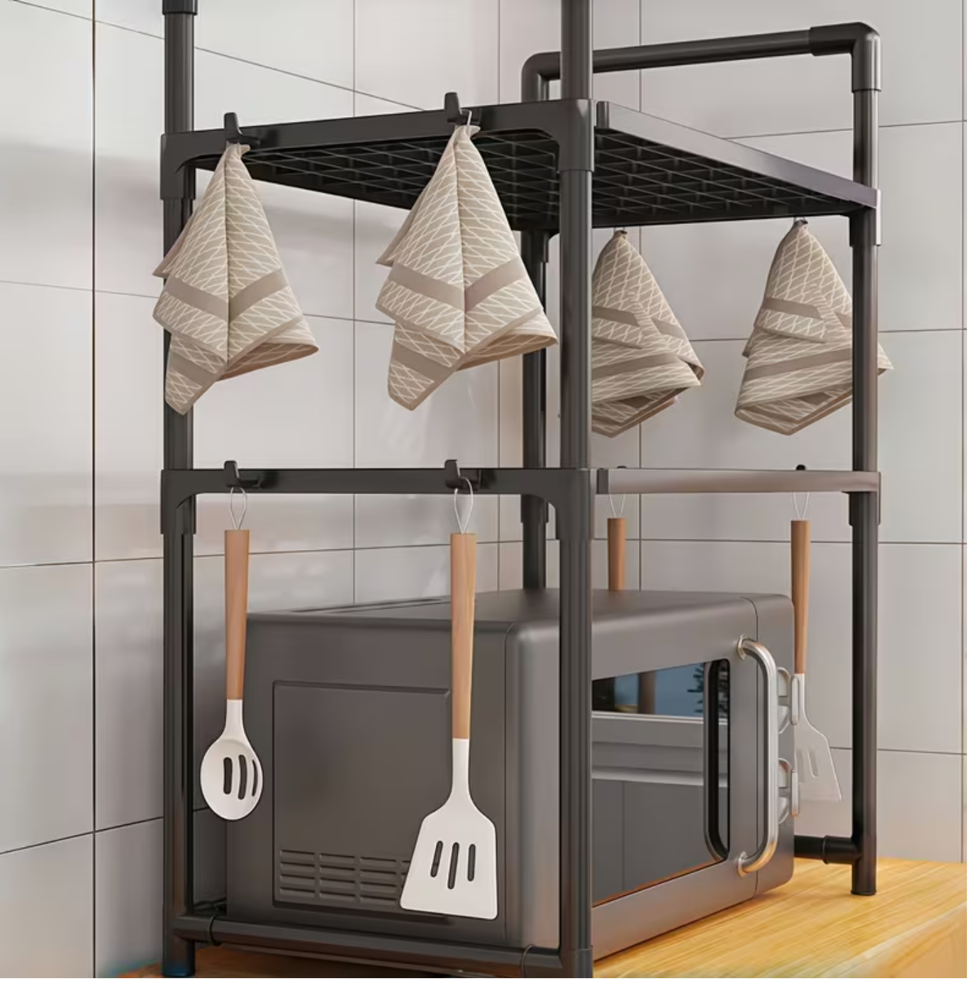 Kitchen Multifunctional Utility Shelf - 2 Tier/3 Tier Shelf, Great for Microwave and Oven, Open Spice Organizer, Kitchen Organizer, Utility Racks