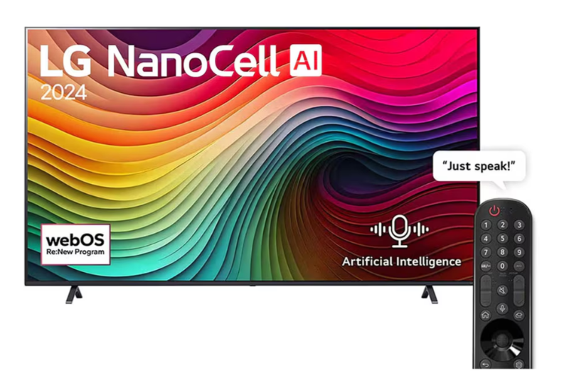 65 Inch LG NanoCell AI NANO80 4K Smart TV AI Magic remote HDR10 webOS24 - 65NANO80T6A (2024)