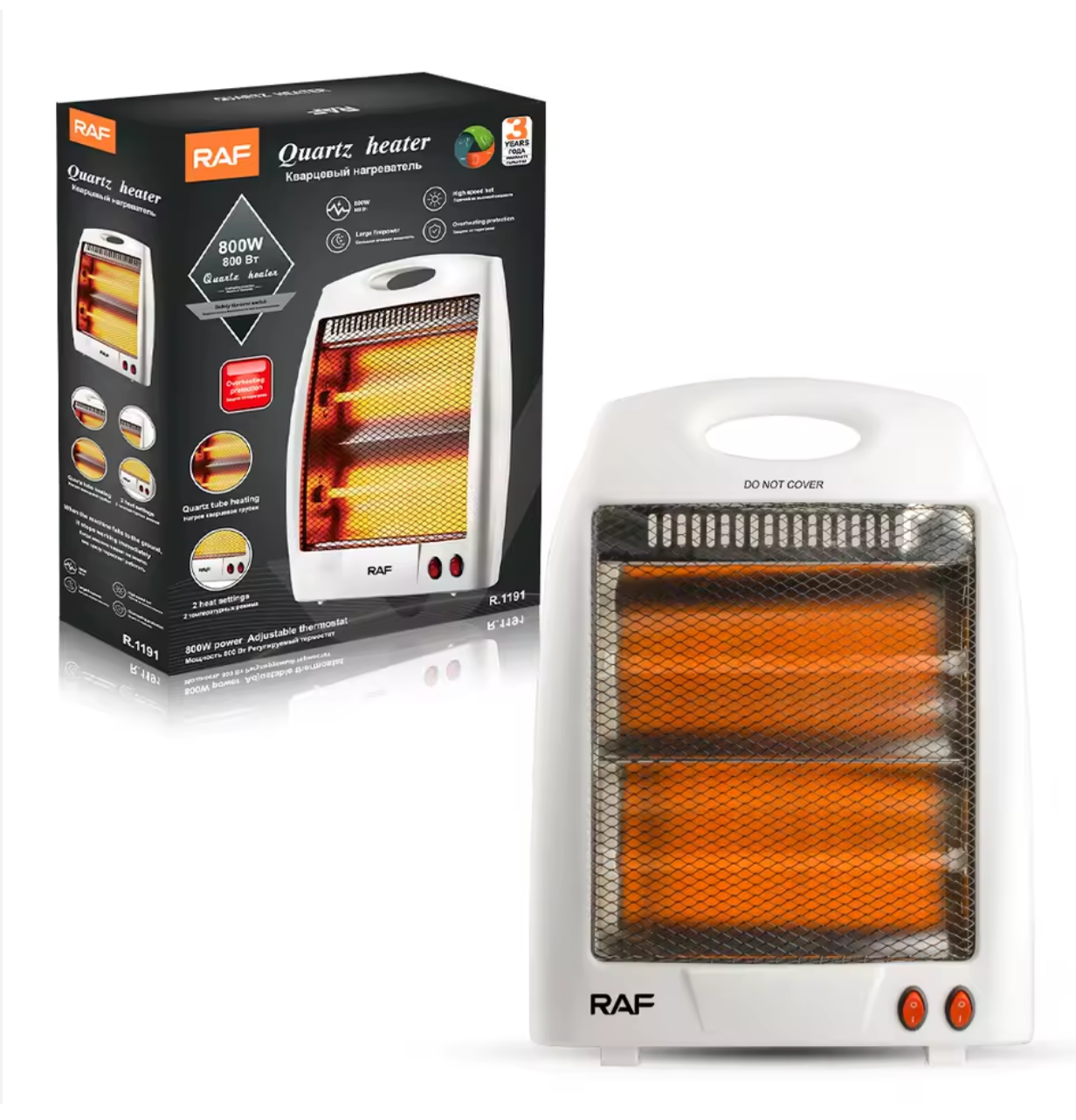 RAF 800W Quartz Heater Portable Indoor Electric Heating Device With High Speed Hot Large Firepower and Overheating Protection