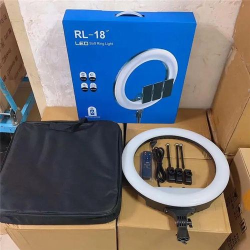 18-Inch LED Ring Light with Phone Mount, Adjustable Brightness, and Color Temperature with Tripod Stand