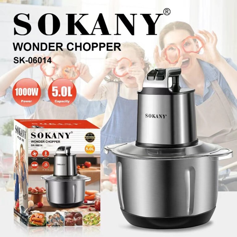 Sokany SK-06014 Electric Wonder Food Chopper – 5 L Stainless Steel Bowl, 1000 W Powerful Multifunction Processor