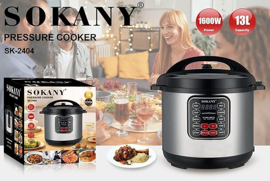 SOKANY SK‑2404 Electric Pressure Cooker – 1600 W • 13 L Capacity • Stainless Steel Body
