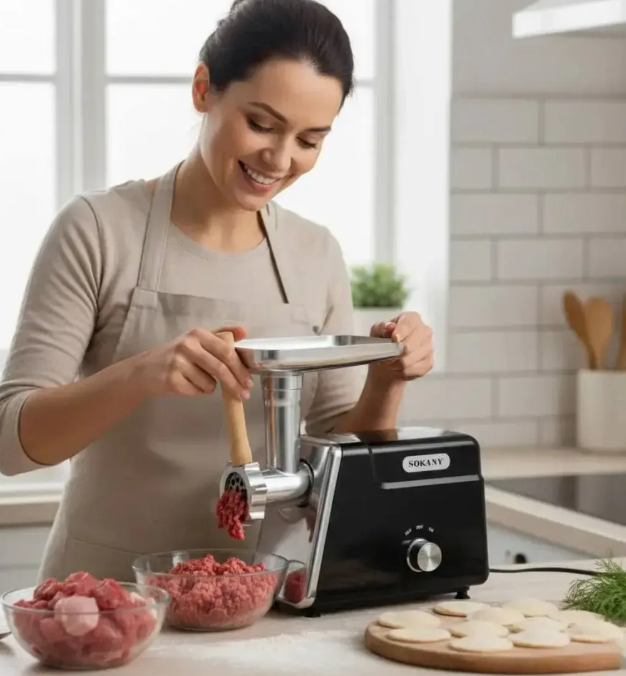 SOKANY SK‑06044 Meat Grinder – 2800 W • Stainless Steel & ABS Body • Reverse Function