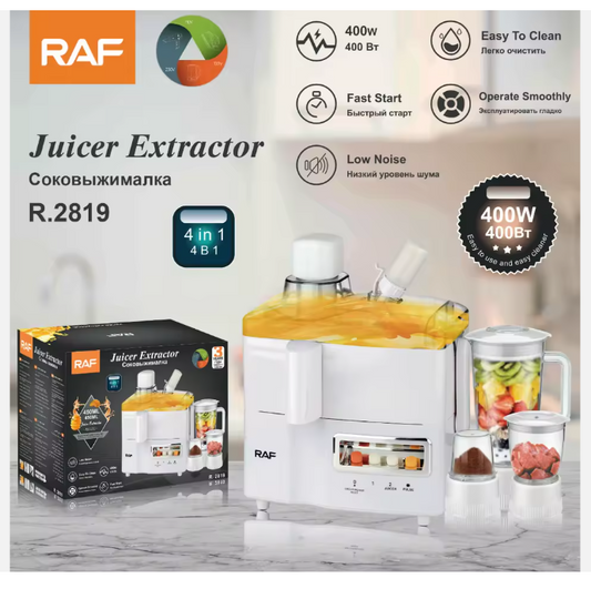 RAF R.2819 Juicer Extractor 4 in 1 Electric Juice Blender Machine for Fruit Vegetable Easy to Clean