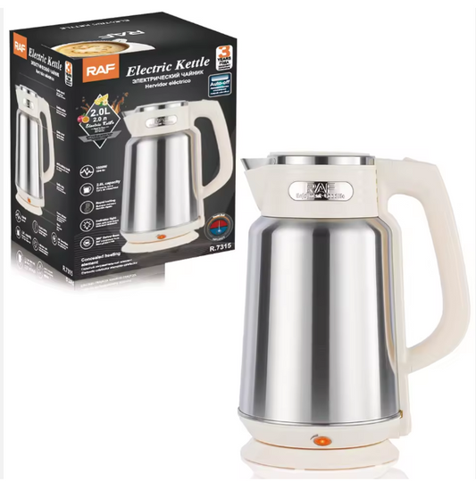 RAF R 7315 Electric Kettle with 2L Capacity Fast Boiling 1500W Heating Durable Stainless Steel Body for Daily Use