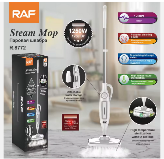 RAF R.8772 Electric Steam Mop 1250W with 7 Heads  - 330ml RAF R.8772 Electric Steam Mop 1250W with 7 Heads  - 330ml