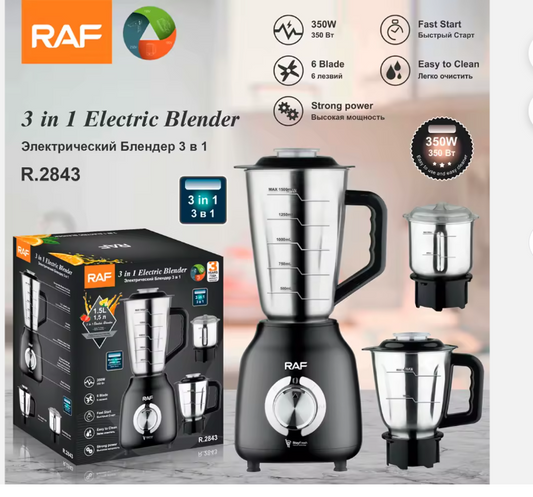 RAF R 2843 3IN 1 High Quality Multifunctional Smoothies Shakes Grinder Blender Food Processor Combo 3 in 1 Electric Blender
