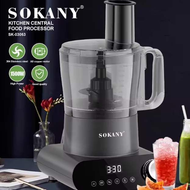 Sokany SK‑03063 7‑in‑1 Digital Food Processor & Vegetable Chopper – 1500 W with 2 L Processing Bowl + 2 L Juicer Blender