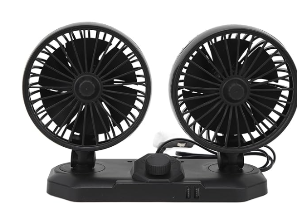 Double Head Car Fan 2 Adjustable Speed 360 Rotateable 12v Car Fan
