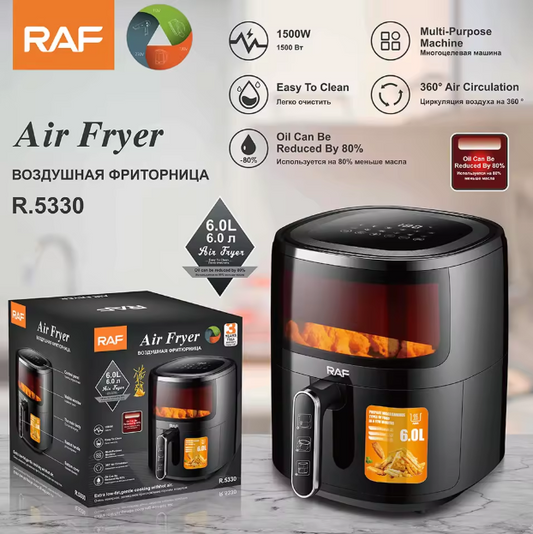 RAF R5330 Superior Quality Family 6L Non-stick Basket Touch Screen Electric Fryer Digital Air Fryer With Visible Window