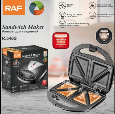 RAF R.546S 4-Slice Sandwich Maker — Stainless Steel Top & Dual Heating, 850W