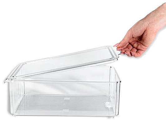 clear stackable acrylic fridge organizer bin