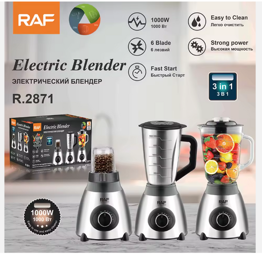 RAF 3‑in‑1 Electric Blender R.2871 – Versatile & Powerful Kitchen Appliance
