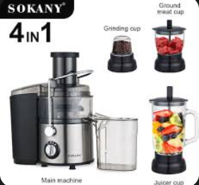 SOKANY SK-191 4-in-1 Juicer – 1200W • 1.55 L Capacity • Stainless Steel Body & Blades