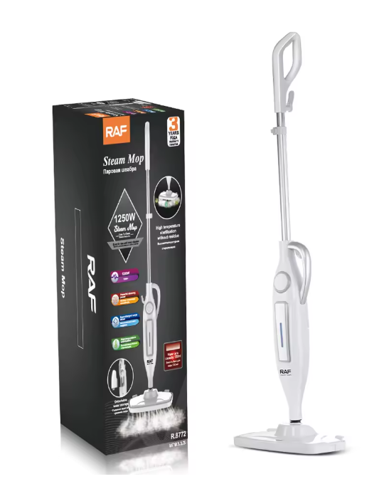 RAF R.8772 Electric Steam Mop 1250W with 7 Heads  - 330ml RAF R.8772 Electric Steam Mop 1250W with 7 Heads  - 330ml