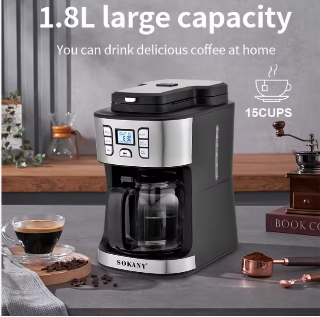 Sokany Coffee Maker 2-in-1 – Brew & Froth with Ease