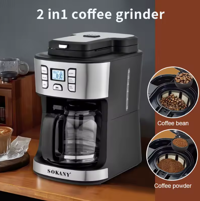Sokany Coffee Maker 2-in-1 – Brew & Froth with Ease