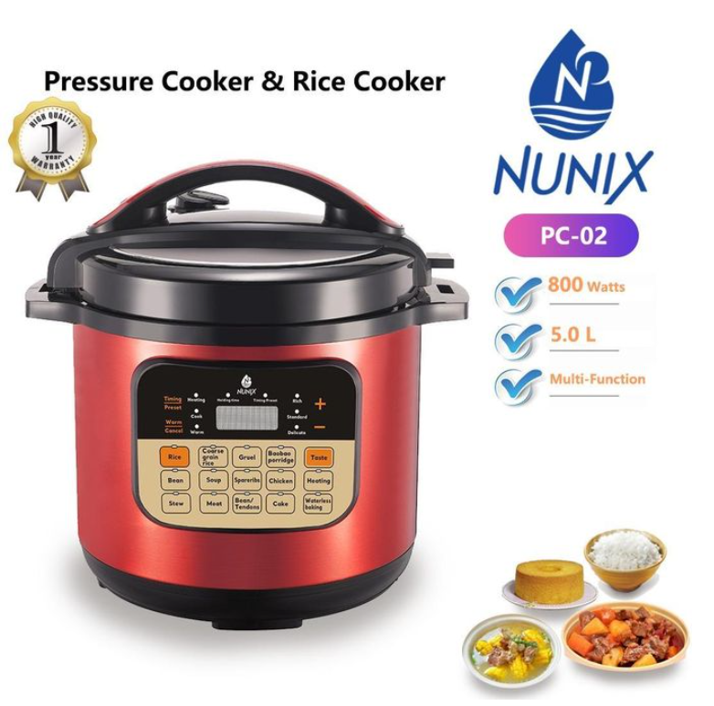 Nunix PC‑02 5 L Electric Pressure Cooker — Digital Multi‑Function Cooker with LED Display