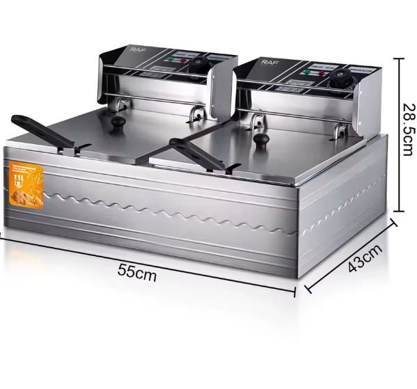 RAF R.5221 11 L Dual Basket Electric Deep Fryer — 5000 W Stainless Steel Fryer