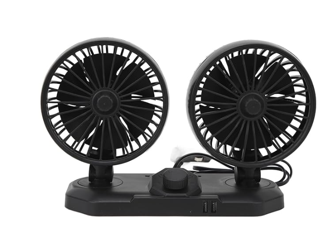 Double Head Car Fan 2 Adjustable Speed 360 Rotateable 12v Car Fan