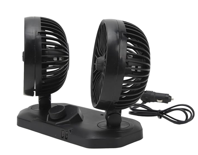 Double Head Car Fan 2 Adjustable Speed 360 Rotateable 12v Car Fan