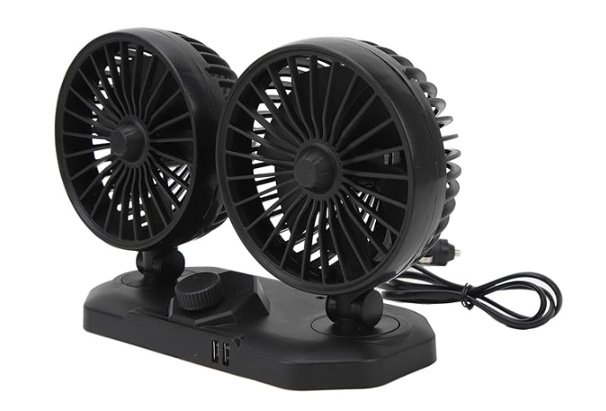 Double Head Car Fan 2 Adjustable Speed 360 Rotateable 12v Car Fan