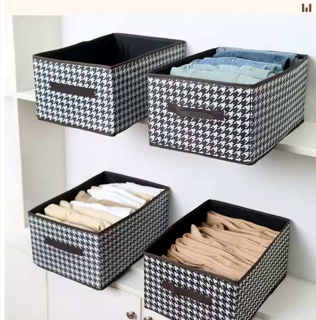 Foldable Closet Storage Box (Black & White Pattern)