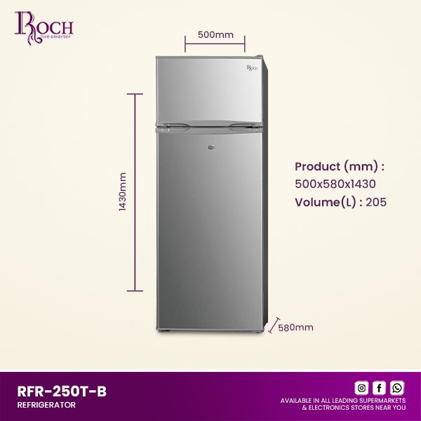 Roch 205L Double Door Fridge – Spacious, Efficient & Fresh Cooling