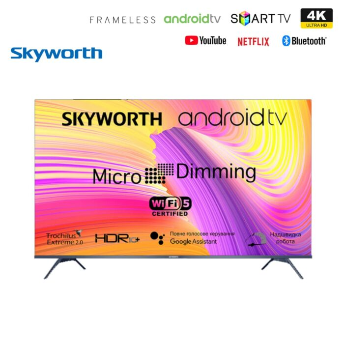 Skyworth 55G3A 55″ 4K UHD Android Smart TV — Android 10, Google Play, Chromecast & Dolby Audio