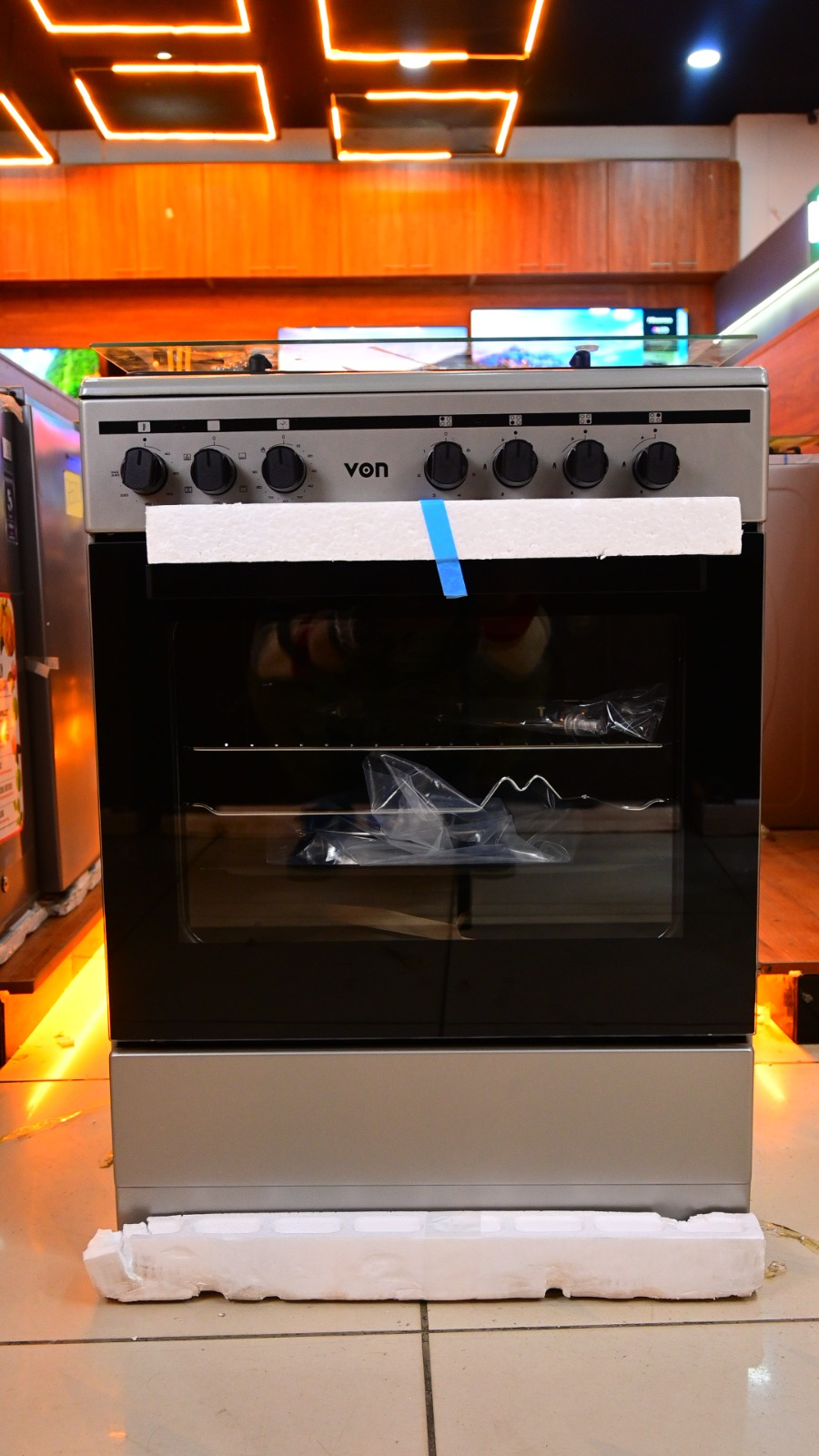 VON VCF663161FSX Freestanding Cooker – 3 Gas + 1 Electric Burners, Cast Iron Pan Support, Flame Failure Device