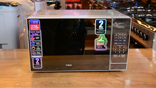 Mika 20L Digital Microwave Oven with Grill – Stylish Mirror Black, Fast & Versatile Cooking