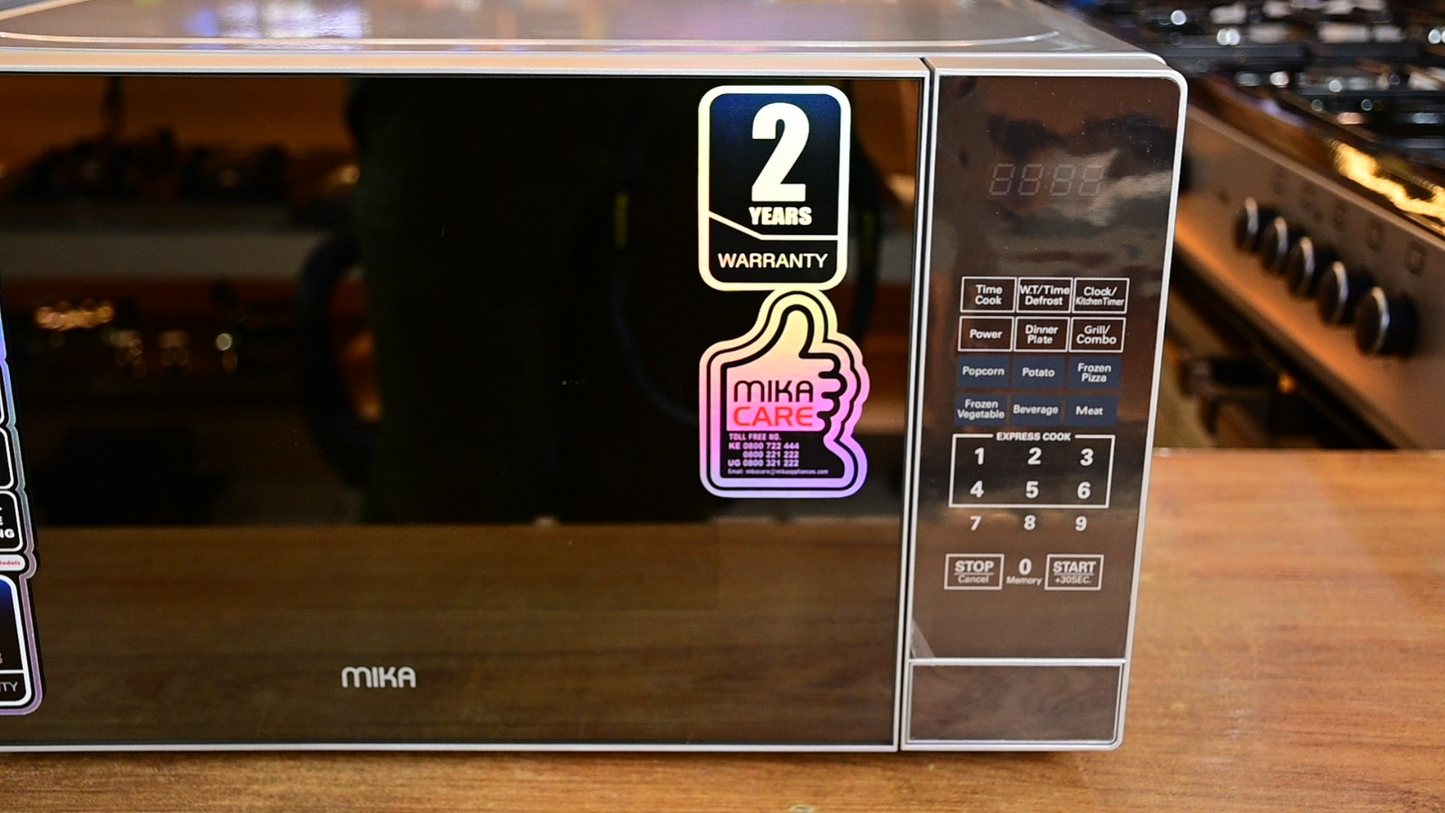 Mika 20L Digital Microwave Oven with Grill – Stylish Mirror Black, Fast & Versatile Cooking