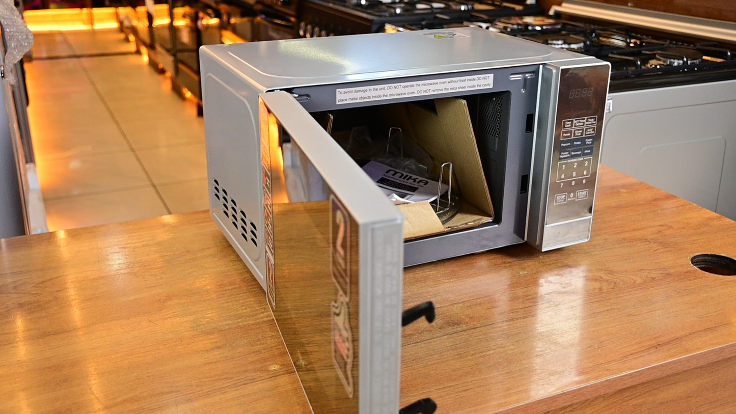 Mika 20L Digital Microwave Oven with Grill – Stylish Mirror Black, Fast & Versatile Cooking