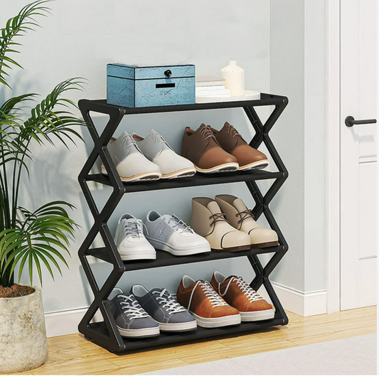 X-Shaped Shoe Rack for Home Multifunctional Steel Assembly Shoecase for Students Dormitory Dustproof Storage Shelf