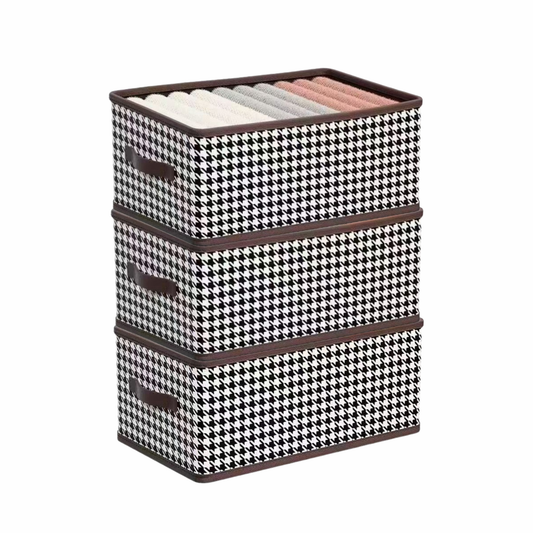 Wardrobe Pants & Clothing Organizer Box (Foldable Compartment Design) DIVIDED WITH LID