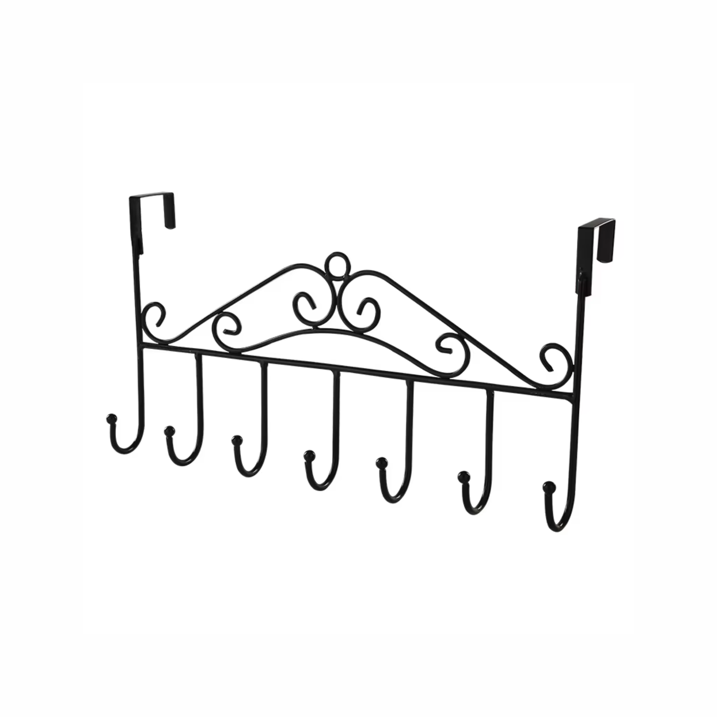 Over-the-Door Hook Hanger (7 Hooks Each, Black)